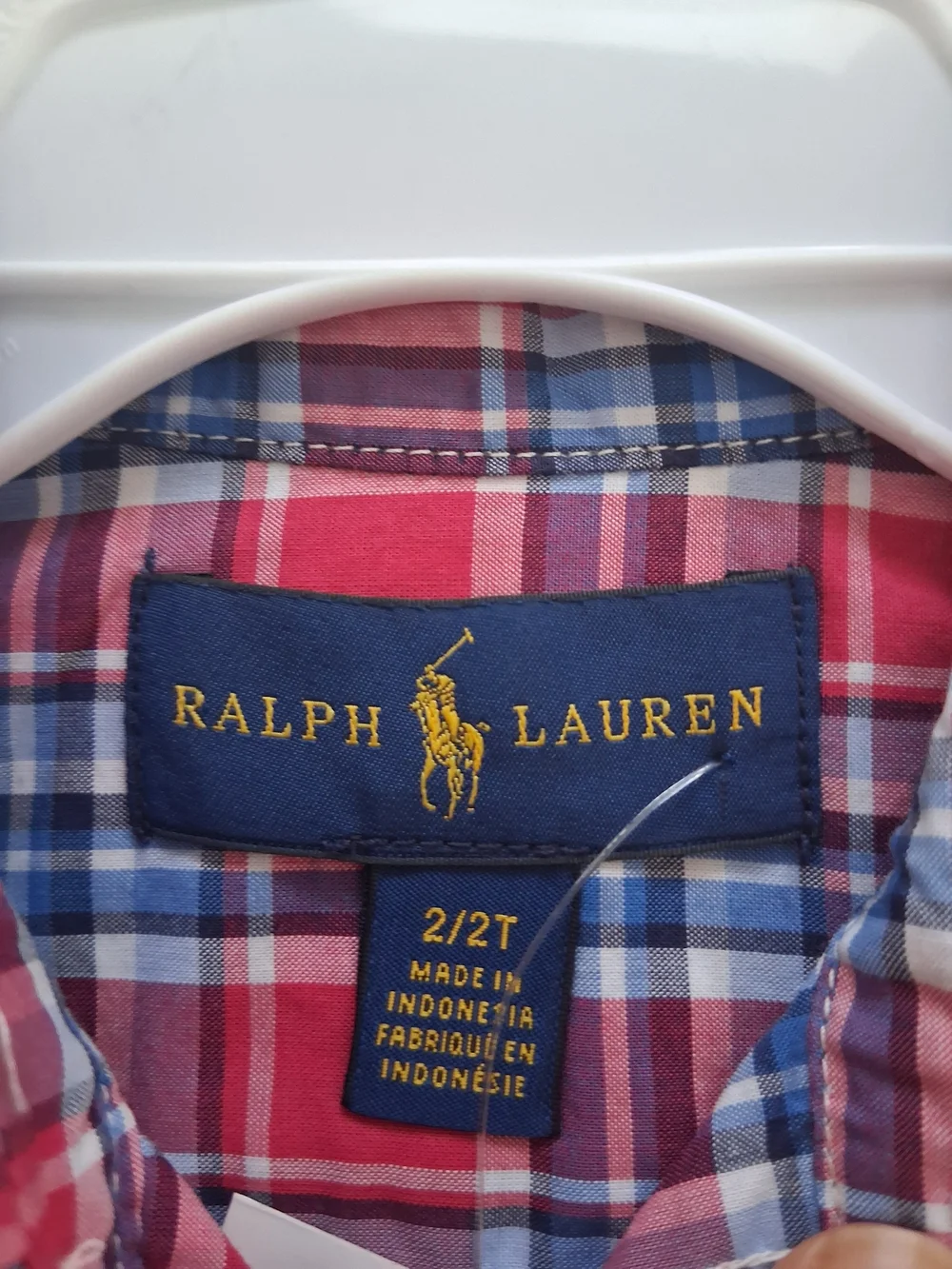 Ralph Lauren Boys' Red Blue White Plaid Button-Up Shirt Size 2/2T Preppy Casual